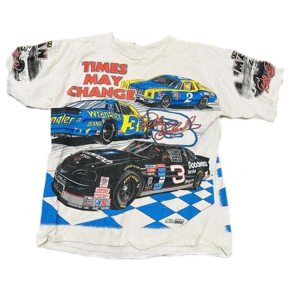 VTG NASCAR 90s Graphic T-Shirt XL No Collar - Picture 1 of 6